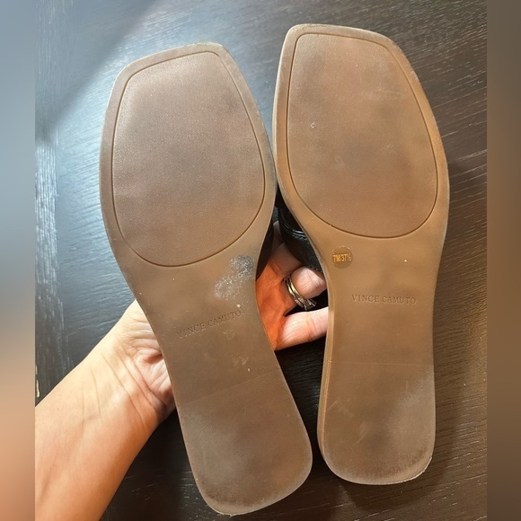 Vince Camuto Leather Slide Sandals Barcellen Black 7 - Picture 5 of 6